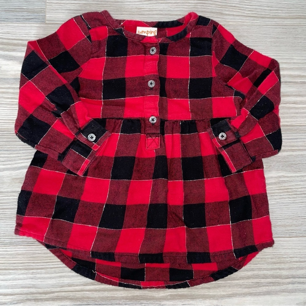 ⭐ Jumping Beans Baby Girls Plaid Long Sleeve Top 18 Months ⭐